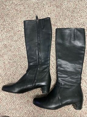 Eileen fisher Black leather Knee-High low heel Boots - Women's